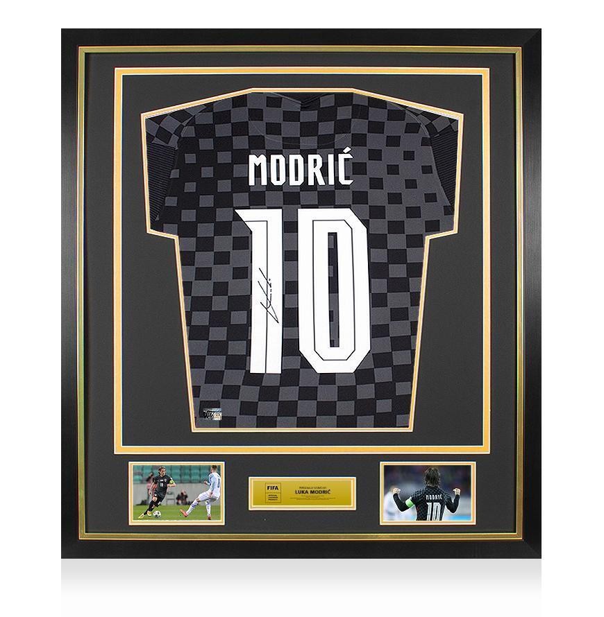 Luka Modric Official FIFA World Cup Back Signed and Framed Croatia 2020-21 Away