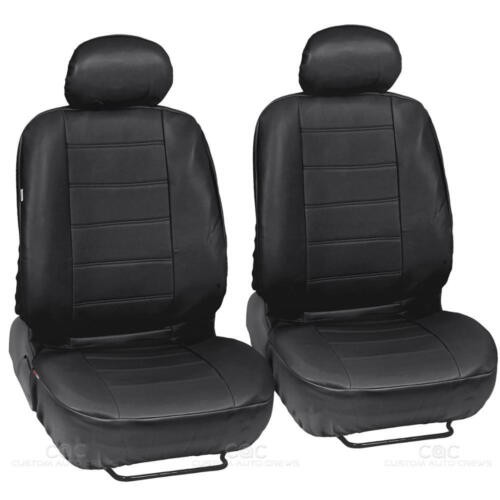 Black Leatherette Car Seat Covers Front Rear Full Set Synthetic Leather Auto