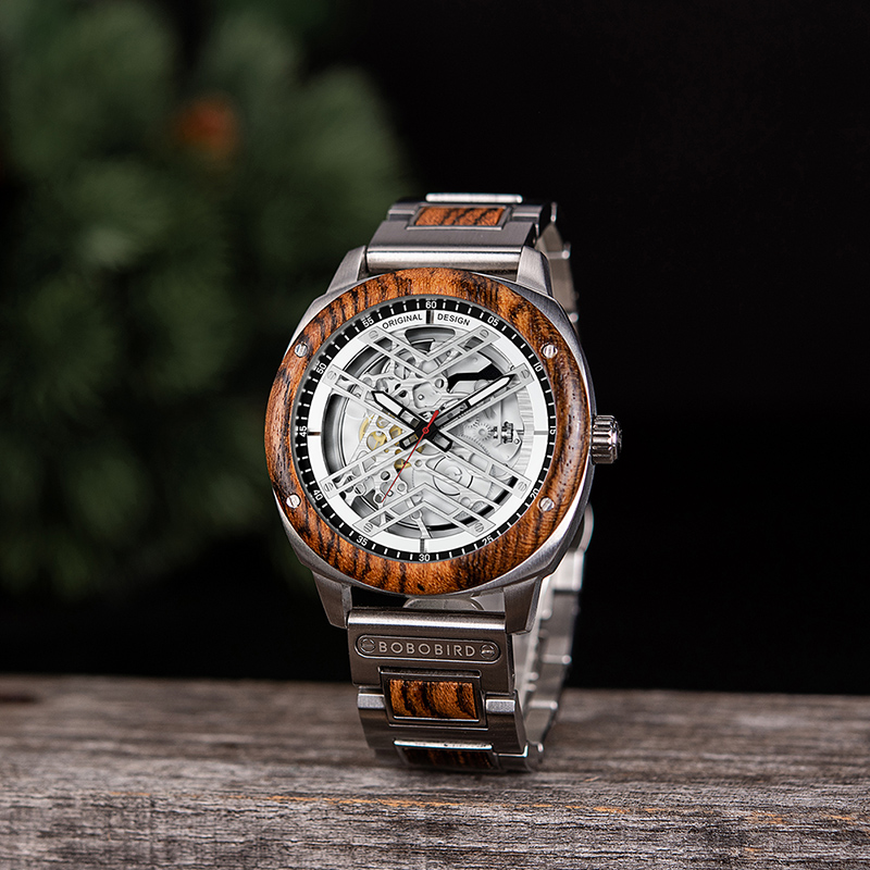 BOBO BIRD 2022 Custom Wooden Watch Wholesale Men Wrist Luxury Round Daily Life Waterproof Quality Mechanical Movement CE ROHS 70016