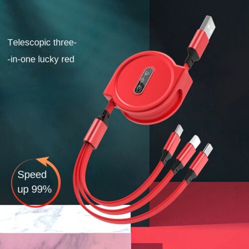 Charging Cable Three-In-One Telescopic Car 100w Super Fast Data Suitable For Car