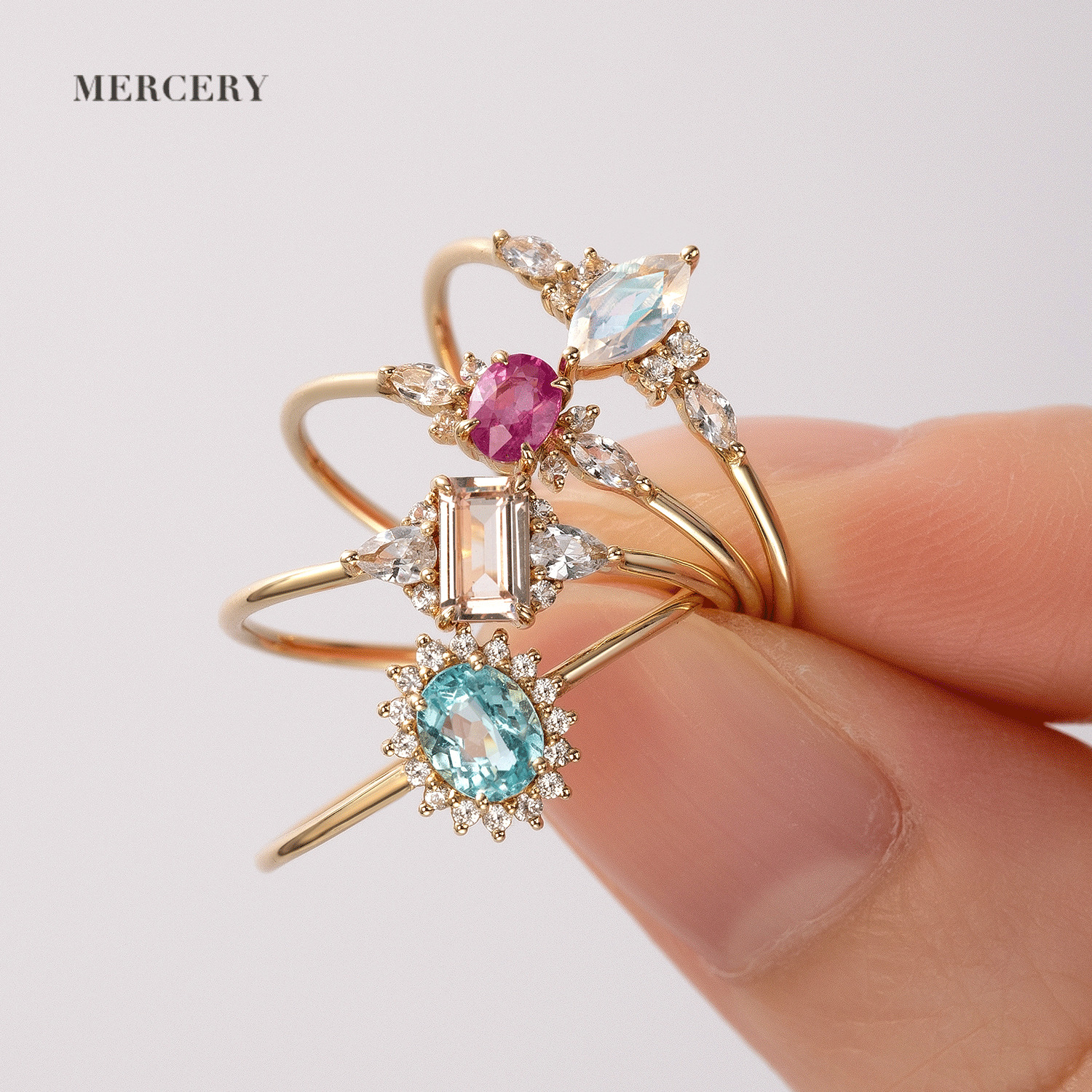 Mercery Jewelry 2022 Fashion Trend Jewelry Beautifully Designed  High Quality 14K Solid Gold Gemstone Rings For Women 70038