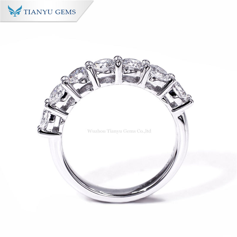 TIANYU GEMS Customized Fine Jewelry 3.5mm 10K 14K 18K White Gold Round Brilliant Lab Grown Diamond Engagement Wedding Band Ring 70043