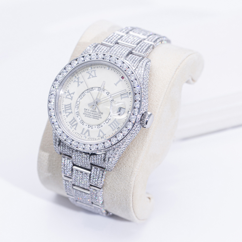 Luxury  Hip Hop Mens Iced Out Bust Down Custom Moissanite Diamond Watch 70005