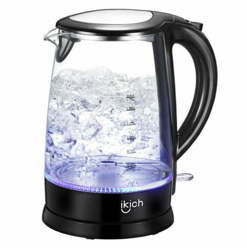 IKICH 1.7L Fast Heating 1500W Cordless Electric Kettle - Black