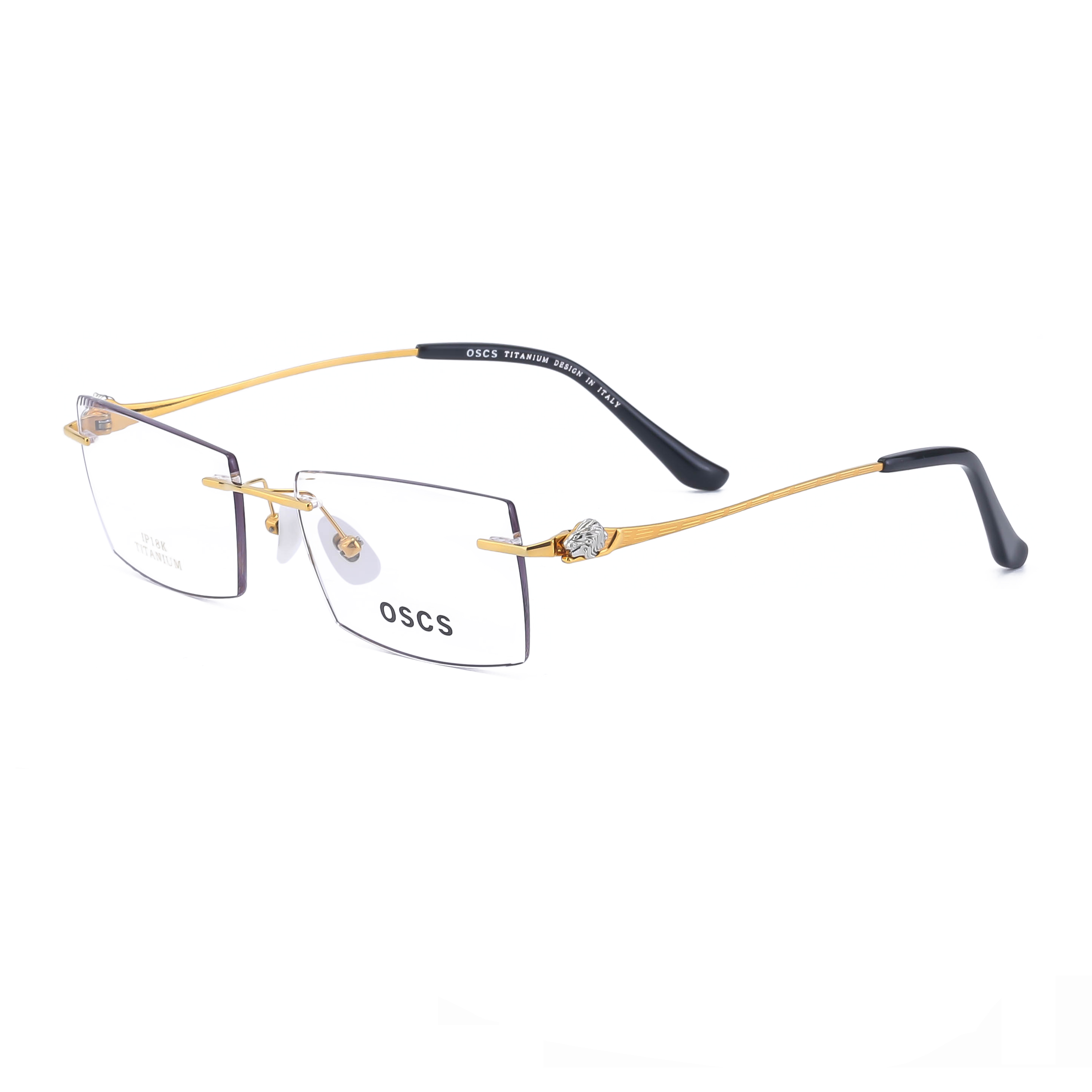 Luxurious 18K Gold Eyeglasses Frame Pure Titanium Prescription Glasses Lion Sculpture Dec 70059orated Eyewear