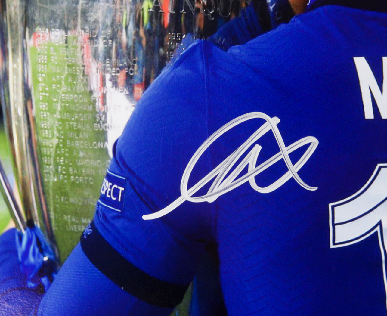 Mason Mount Signed Champions League Trophy Photograph (Beckett COA)