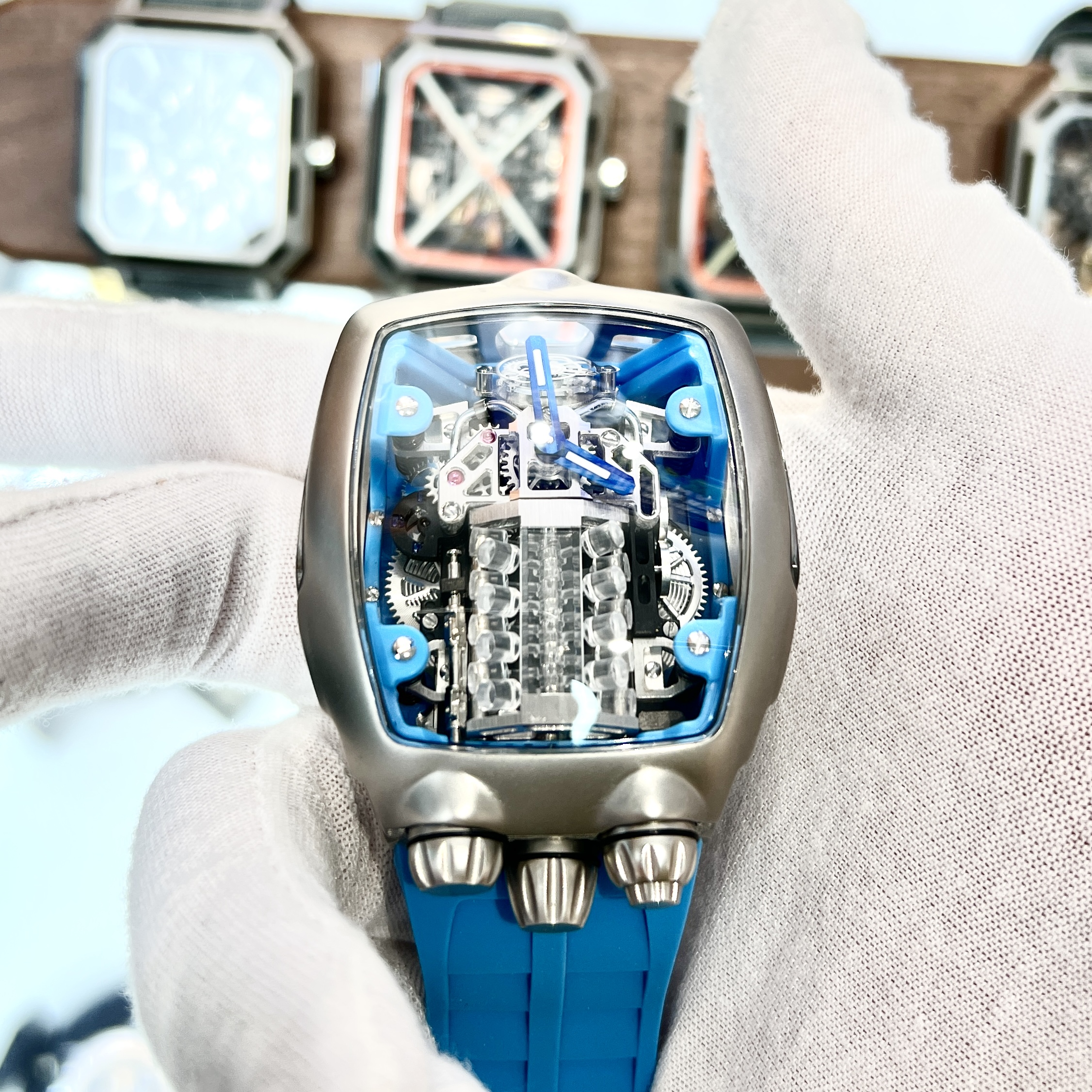 Genuine Self-winding Watch Men's Mechanical oem Luxury  Strap Skeleton Watch Automatic Movement Mechanical Wrist Watches 70014