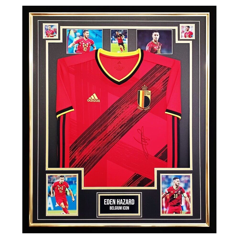 Signed Eden Hazard Shirt Framed - Belgium Icon Jersey +COA