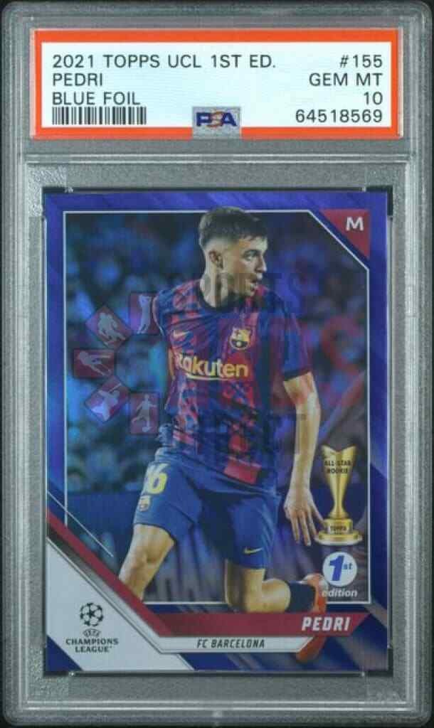 Topps Pedri /30 Blue Foil 2021 UCL 1ST Edition PSA10 #155