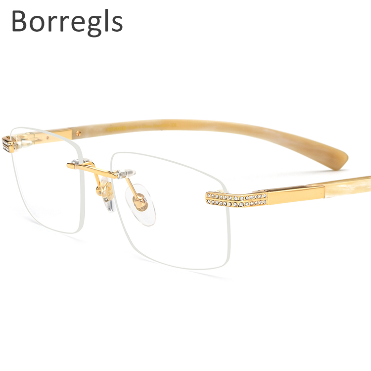 Borregls Buffalo Horn Glasses Men Square Women Prescription Buffs Eyeglasses Frames Luxury Optical Eyewear 0022 70055