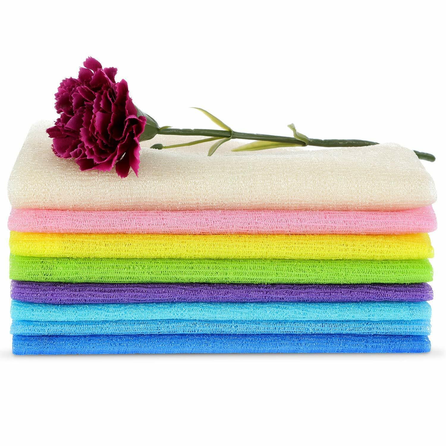 6 Exfoliating Wash Cloth Nylon Japanese Korean Bath Towel Body Back Skin Scrub