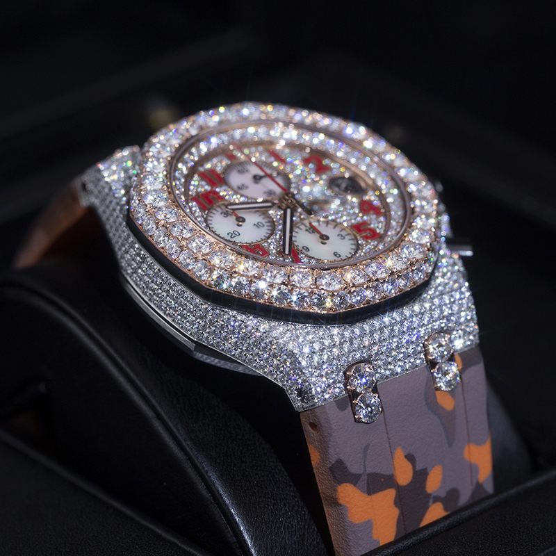 Top Brand Custom Design Men Woman Luxury Hand Set Iced Out Diamond Moissanite Watch 70025