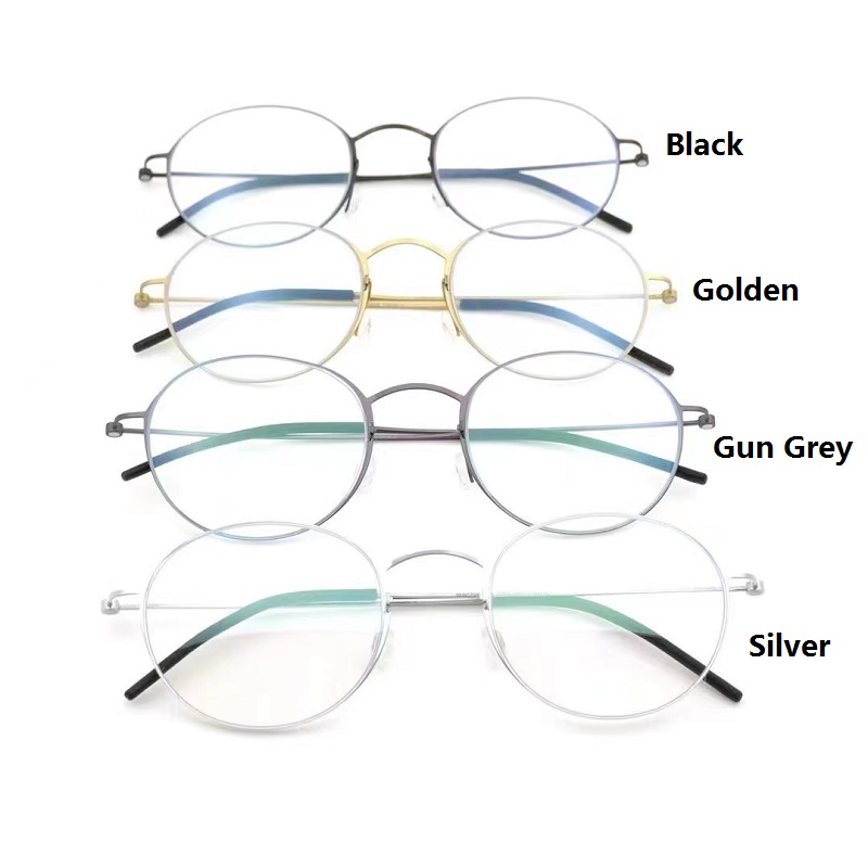 Pure titanium glasses frame men round screwless ultralight prescriptioneyeglasses  Women Eyewear 2022 70065