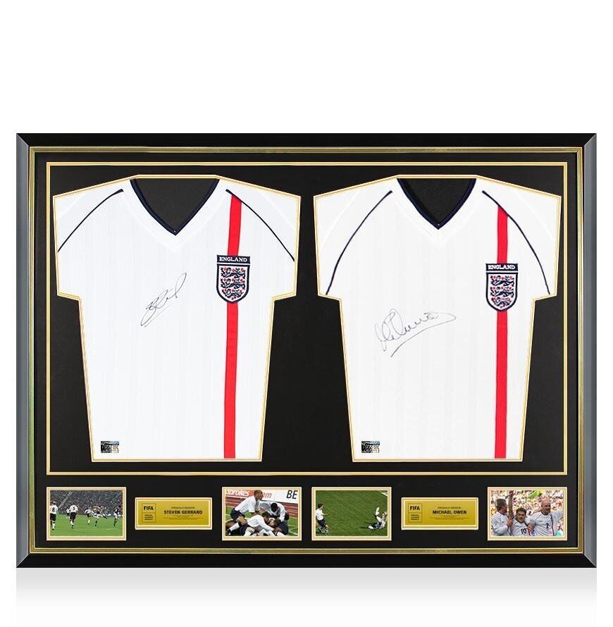 Steven Gerrard & Michael Owen Signed England Shirts In Official FIFA World Cup D