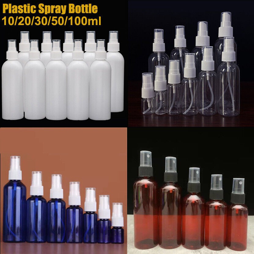 10PCS 30/50/100ML Colorful Plastic Perfume Atomizer Empty Spray Bottle Travel