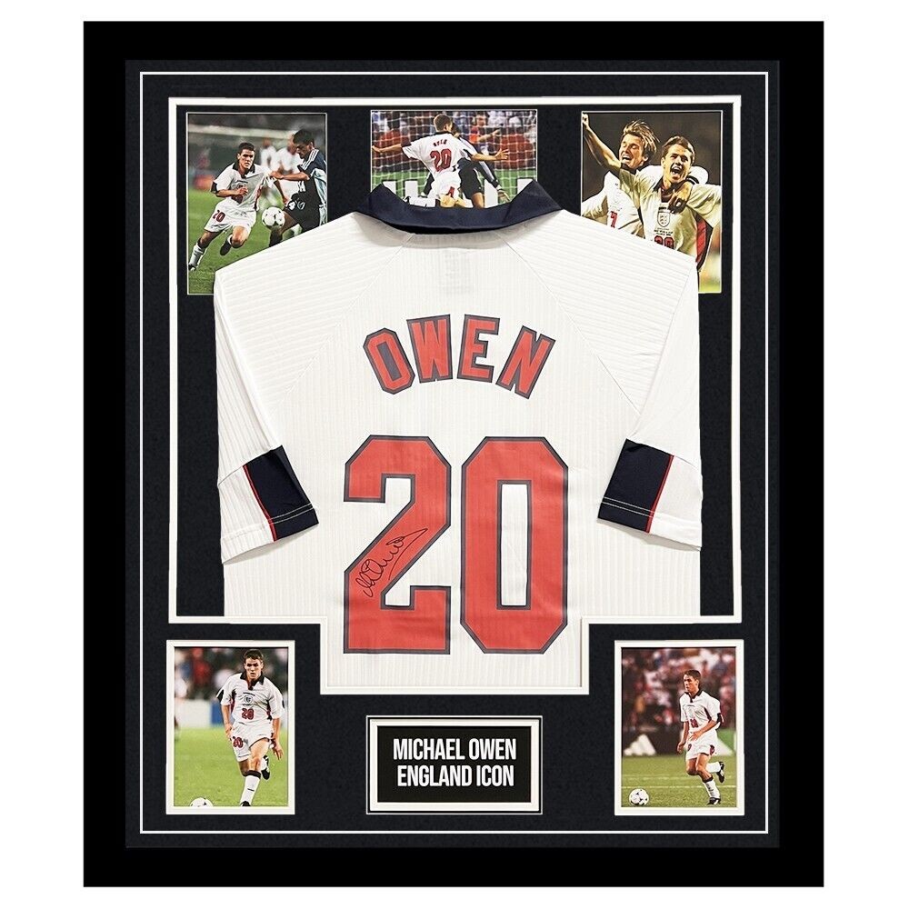 Signed Michael Owen Shirt Framed - England Icon Jersey +COA