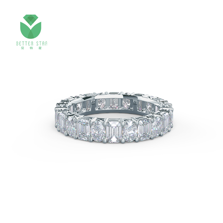 Luxurious Pave Lab Grown Diamond White Gold Ring IGI Certified Oval Emerald Shape Lab Created Diamond Wedding Ring Fine Jewelry 70039